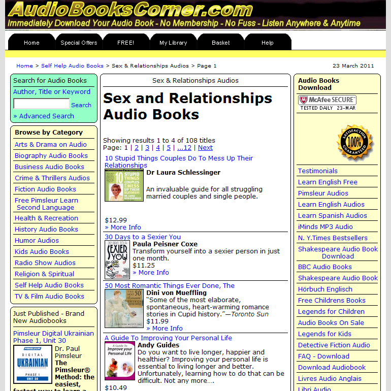 Sex & Relationships Audios - Audio Books - MP3 Downloads